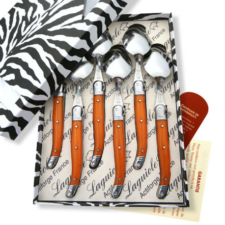 Box of 6 Laguiole ABS orange soup spoons - Image 2617