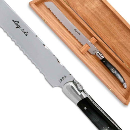 Laguiole bread knife black horn Handle with stainless steel bolsters - Image 1963