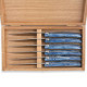 Set of 6 Laguiole steak knives blue color plexiglass handles - Image 2084