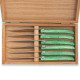 Set of 6 Laguiole steak knives green color plexiglass handles - Image 2096