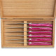 Set of 6 Laguiole steak knives pink color plexiglass handles - Image 2088