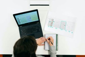 An engineer using software