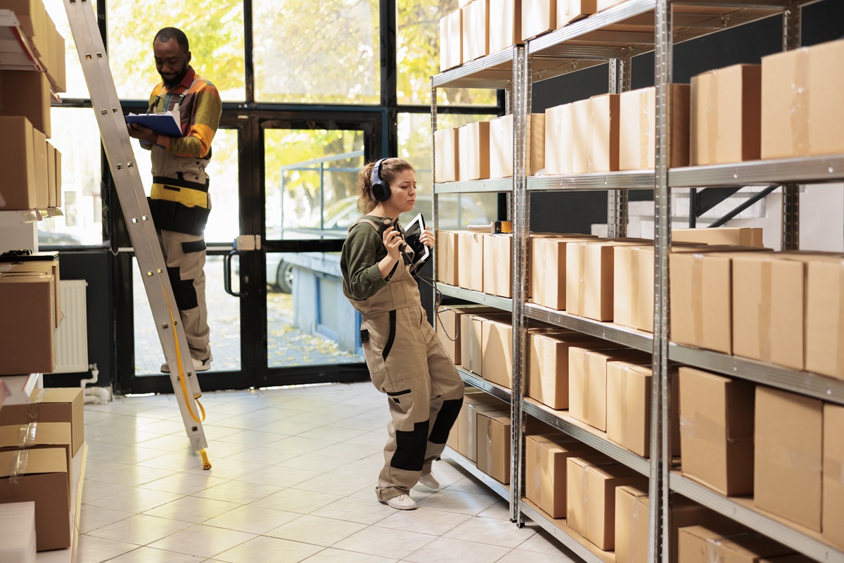 Workers conducting retail facility maintenance